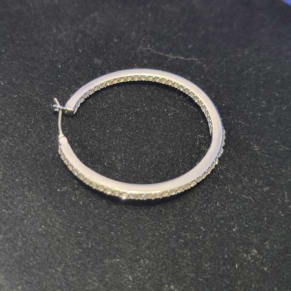 Givenchy Hoop Earrings Rhodium and Pave Crystals - Picture 3 of 6